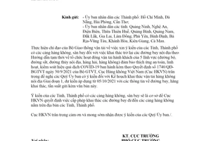 Công văn 4221/CHK-VTHK 2021 khai thác đường bay nội địa thường lệ trong giai đoạn Covid19