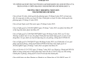 Nghị quyết 97/NQ-HĐND 2021 hỗ trợ người dân gặp khó khăn do COVID19 Hồ Chí Minh đợt 3