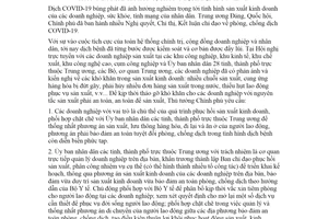 Chỉ thị 27/CT-TTg 2021 phục hồi sản xuất khu vực sản xuất công nghiệp phòng chống dịch bệnh COVID19