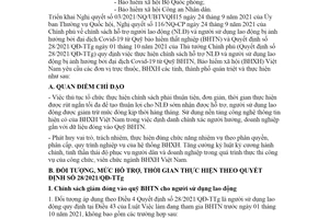 Công văn 3068/BHXH-CSXH 2021 thực hiện Quyết định 28/2021/QĐ-TTg hỗ trợ người lao động dịch Covid19