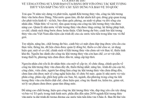 Chỉ thị 10-CT/TW 2021 tăng cường sự lãnh đạo của Đảng đối với công tác khí tượng thủy văn