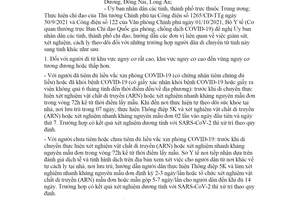Công văn 8318/BYT-DP 2021 xét nghiệm COVID19 với người di chuyển giữa các vùng nguy cơ