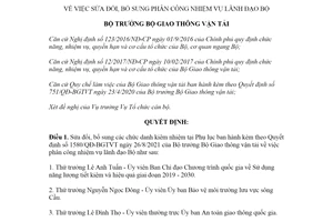 Quyết định 1745/QĐ-BGTVT 2021 bổ sung phân công nhiệm vụ Lãnh đạo Bộ Giao thông vận tải