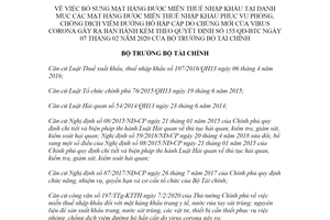 Quyết định 1921/QĐ-BTC 2021 bổ sung mặt hàng được miễn thuế nhập khẩu theo Quyết định 155