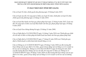 Quyết định 42/2021/QĐ-UBND quản lý hoạt động của xe trung chuyển hành khách tỉnh Tiền Giang