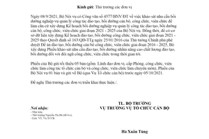 Công văn 3332/LĐTBXH-TCCB 2021 khảo sát nhu cầu đào tạo bồi dưỡng công chức viên chức