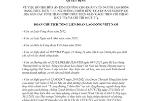 Quyết định 3309/QĐ-TLĐ 2021 hỗ trợ bữa ăn dinh dưỡng cho đoàn viên người lao động