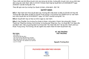 Quyết định 4689/QĐ-BYT 2021 hướng dẫn chẩn đoán điều trị COVID19