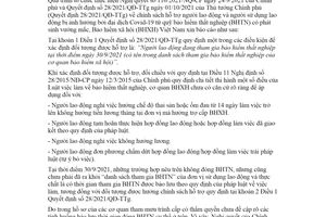 Công văn 3138/BHXH-CSXH 2021 xác định đối tượng hưởng hỗ trợ theo Quyết định 28