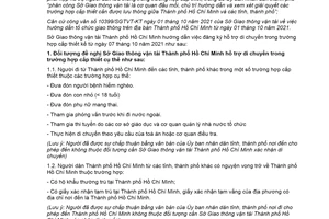 Công văn 10722/SGTVT-VP 2021 hỗ trợ di chuyển trong trường hợp cấp thiết Hồ Chí Minh