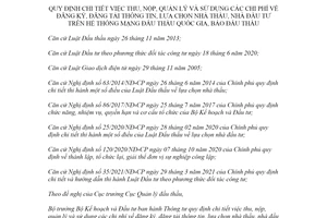 Thông tư 06/2021/TT-BKHĐT chi phí đăng ký trên Hệ thống mạng đấu thầu quốc gia