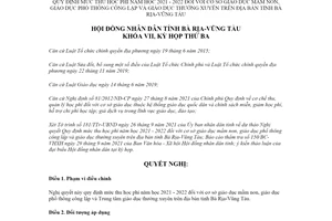 Nghị quyết 06/2021/NQ-HĐND mức thu học phí cơ sở giáo dục mầm non tỉnh Bà Rịa Vũng Tàu