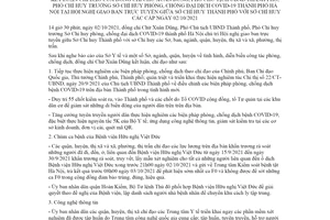 Thông báo 523/TB-VP 2021 kết luận chỉ đạo phòng chống đại dịch Covid19 thành phố Hà Nội