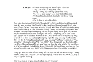 Công văn 3318/LĐTBXH-TCGDNN 2021 hoạt động hưởng ứng Ngày Kỹ năng lao động Việt Nam