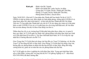 Công văn 7426/SYT-NVY 2021 xử lý F0 tại bệnh viện và các phòng khám Sở Y tế Hồ Chí Minh