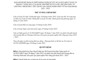 Quyết định 1705/QĐ-TTg 2021 triển khai Nghị quyết 24/2021/QH15 giảm nghèo bền vững 2021 2025