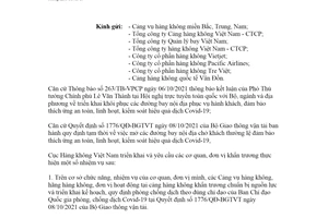 Công văn 4359/CHK-QLC 2021 triển khai đường bay nội địa chở khách phòng chống Covid19