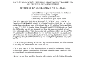 Công điện 21/CĐ-UBND 2021 triển khai biện pháp phòng chống dịch COVID19 Thành phố Hà Nội