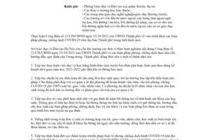 Công văn 3572/SGDĐT-CTTT 2021 thực hiện công tác phòng chống dịch COVID19 Hà Nội