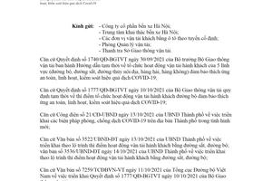 Công văn 4655/SGTVT-QLVT 2021 vận tải hành khách liên tỉnh đường bộ an toàn Covid19 Hà Nội