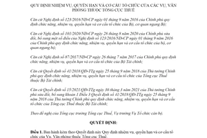 Quyết định 1965/QĐ-BTC 2021 cơ cấu tổ chức của các Vụ Văn phòng thuộc Tổng cục Thuế