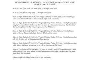 Thông tư 89/2021/TT-BTC quản lý kiểm soát cam kết chi ngân sách Nhà nước qua Kho bạc Nhà nước