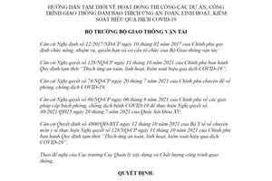 Quyết định 1811/QĐ-BGTVT 2021 thi công các dự án công trình giao thông thích ứng dịch COVID19