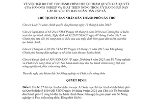 Quyết định 2550/QĐ-UBND 2021 bãi bỏ thủ tục hành chính của Sở Nông nghiệp Thành phố Cần Thơ