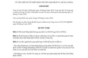 Nghị quyết 131/NQ-CP 2021 phê duyệt Hiệp định Thương mại dịch vụ ASEAN