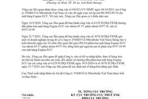 Công văn 4862/TCHQ-TXNK 2021 xem xét áp mã HS cho mặt hàng Engine ECU