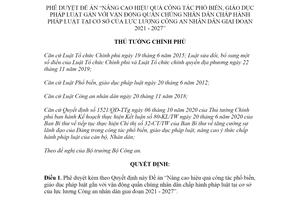 Quyết định 1739/QĐ-TTg 2021 phổ biến giáo dục pháp luật gắn với vận động quần chúng nhân dân