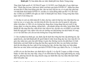 Công văn 4726/BGDĐT-GDTC 2021 tổ chức hoạt động dạy học trực tiếp tại các cơ sở giáo dục