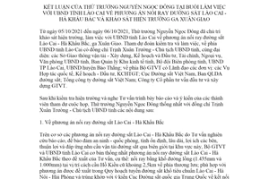 Thông báo 426/TB-BGTVT 2021 kết luận tại buổi làm việc với tỉnh Lào Cai về nối ray đường sắt