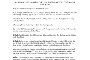 Thông tư 28/2021/TT-BGDĐT Chương trình Giáo dục thường xuyên về tiếng Anh thực hành