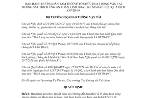 Quyết định 1839/QĐ-BGTVT 2021 tổ chức vận tải đường sắt thích ứng an toàn COVID19