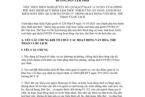 Hướng dẫn 3862/HD-BVHTTDL 2021 Thích ứng an toàn COVID19 trong hoạt động văn hóa