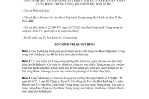 Quyết định 35-QĐ/TW 2021 Quy trình giải quyết khiếu nại kỷ luật đảng Ban Chấp hành Trung ương