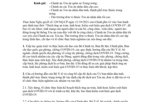 Công văn 365/TANDTC-VP 2021 tiếp tục phòng chống dịch bệnh COVID19 trong tòa án nhân dân