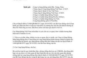 Công văn 4853/CHK-QLC 2021 tiếp tục triển khai các đường bay nội địa đảm bảo dịch Covid19