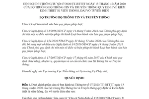 Quyết định 1665/QĐ-BTTTT 2021 đính chính Thông tư 07/2020/TT-BTTTT