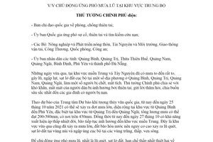 Công điện 1420/CĐ-TTg 2021 chủ động ứng phó mưa lũ tại khu vực Trung bộ