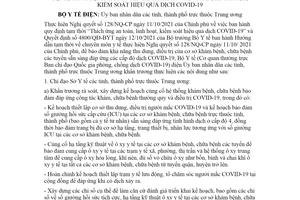 Công điện 1695/CĐ-BYT 2021 bảo đảm khả năng thu dung điều trị của cơ sở khám chữa bệnh