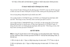 Quyết định 3634/QĐ-UBND 2021 công bố cấp độ dịch Covid19 tỉnh Quảng Ninh