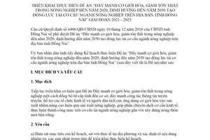 Kế hoạch 12768/KH-UBND 2021 Đẩy mạnh cơ giới hóa giảm tổn thất trong nông nghiệp tỉnh Đồng Nai