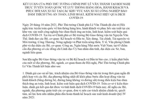 Thông báo 281/TB-VPCP 2021 kết luận lưu thông hàng hóa tại khu vực sản xuất công nghiệp