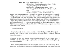 Công văn 11244/BGTVT-CYT 2021 tiếp tục kiểm soát COVID19 trên chuyến bay nội địa chở khách