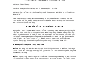 Quyết định 37-QĐ/TW 2021 những điều đảng viên không được làm