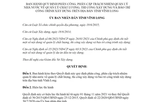 Quyết định 25/2021/QĐ-UBND phân công quản lý chất lượng thi công xây dựng tỉnh Vĩnh Long
