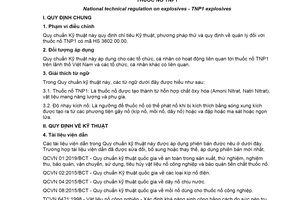 Quy chuẩn kỹ thuật quốc gia QCVN 12-1:2021/BCT về An toàn sản phẩm vật liệu nổ công nghiệp - Thuốc nổ TNP1