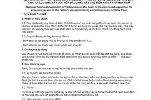 Quy chuẩn kỹ thuật quốc gia QCVN 13:2021/BCT về Kiểm định trên cơ sở rủi ro đối với các bình chịu áp lực nhà máy lọc hóa dầu, nhà máy chế biến khí và nhà máy đạm